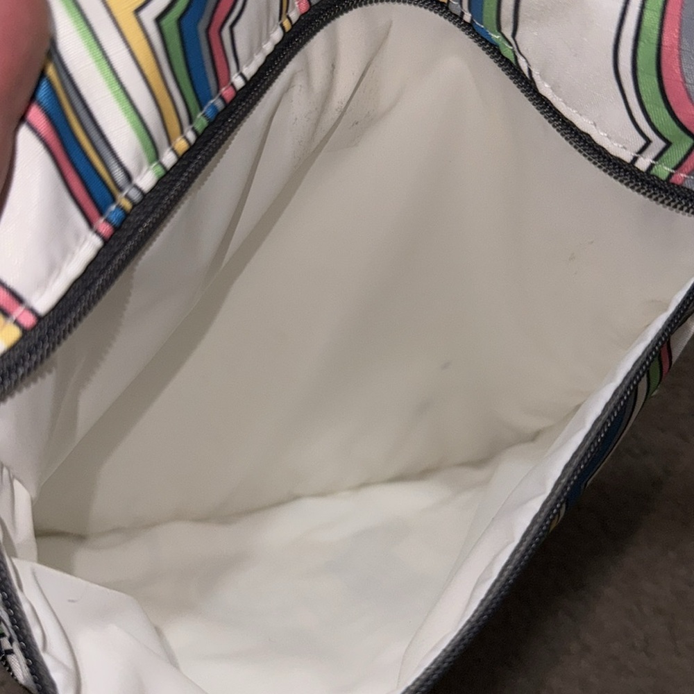 LeSportSac Crossbody Bag-Nylon Retro Print-Wide Gray Strap-3 Zip Compartments - Picture 15 of 16